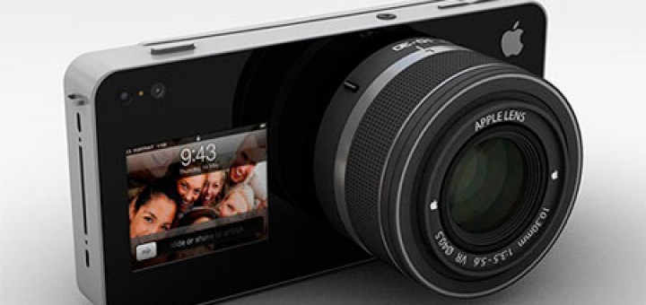 Apple iCam concept by Antonio DeRosa is a mirrorless camera that attaches to the iPhone. Interchangeable lenses, front projector.